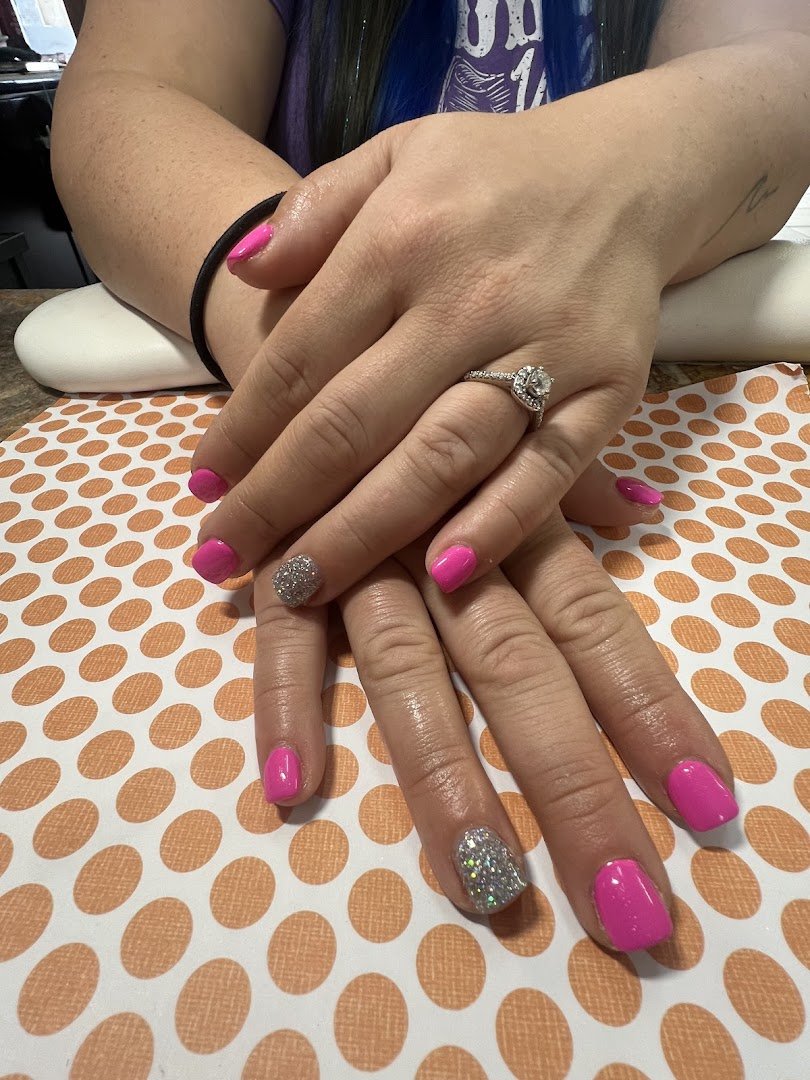 Close-up of polished nails after a salon service.